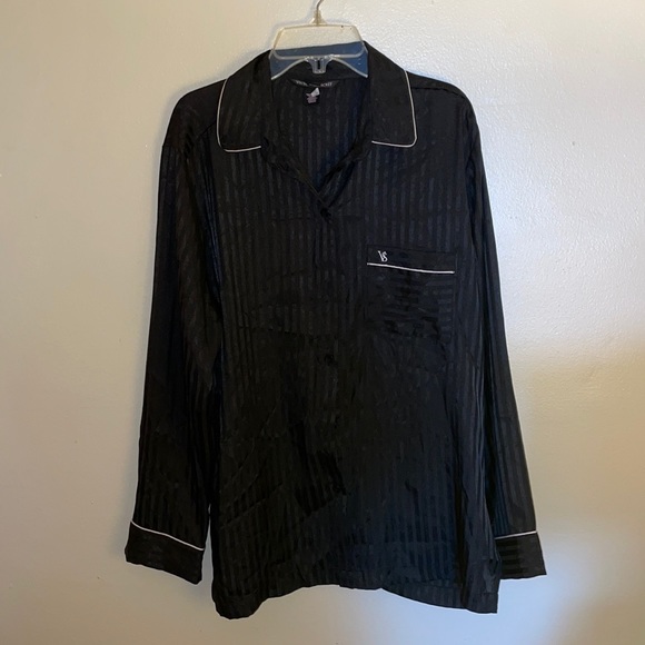 Victoria's Secret Black Satin Striped PJ Top - Picture 2 of 4